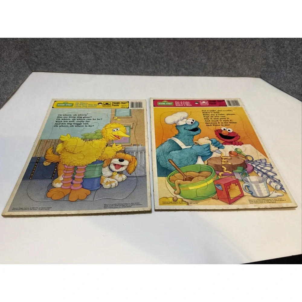 Vintage 1993 Sesame Street Puzzles Lot Of 2 Cookie Monster & Big Bird